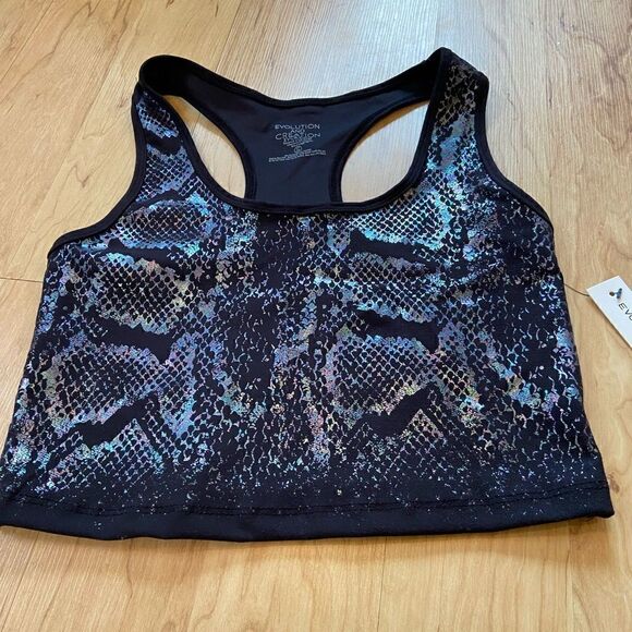 Evolution and Creation Black Iridescent Crop Top - Picture 2 of 3